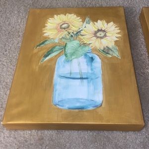 Pair of sunflower painting canvas.